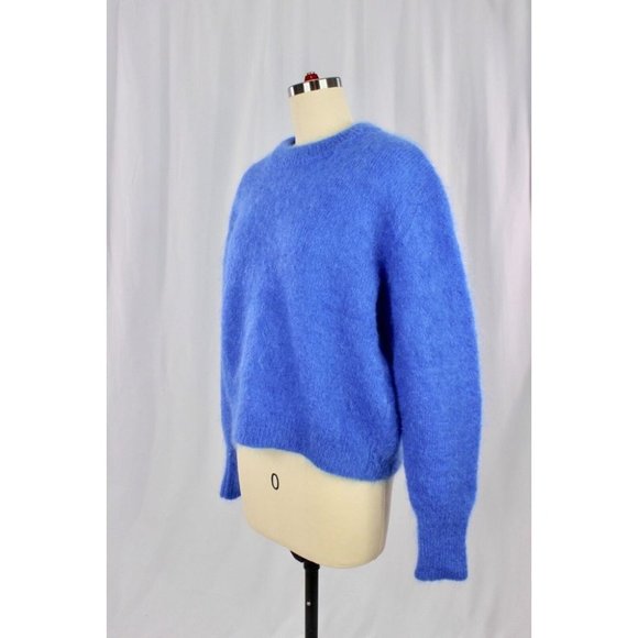 Aritzia WILFRED Serment Bright Cobalt Blue Fuzzy Mohair Oversized Sweater Size M - Picture 5 of 13